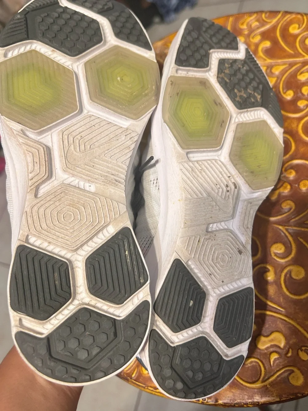 Nike White and Black Trainers with Orange Accents - Picture 3 of 5